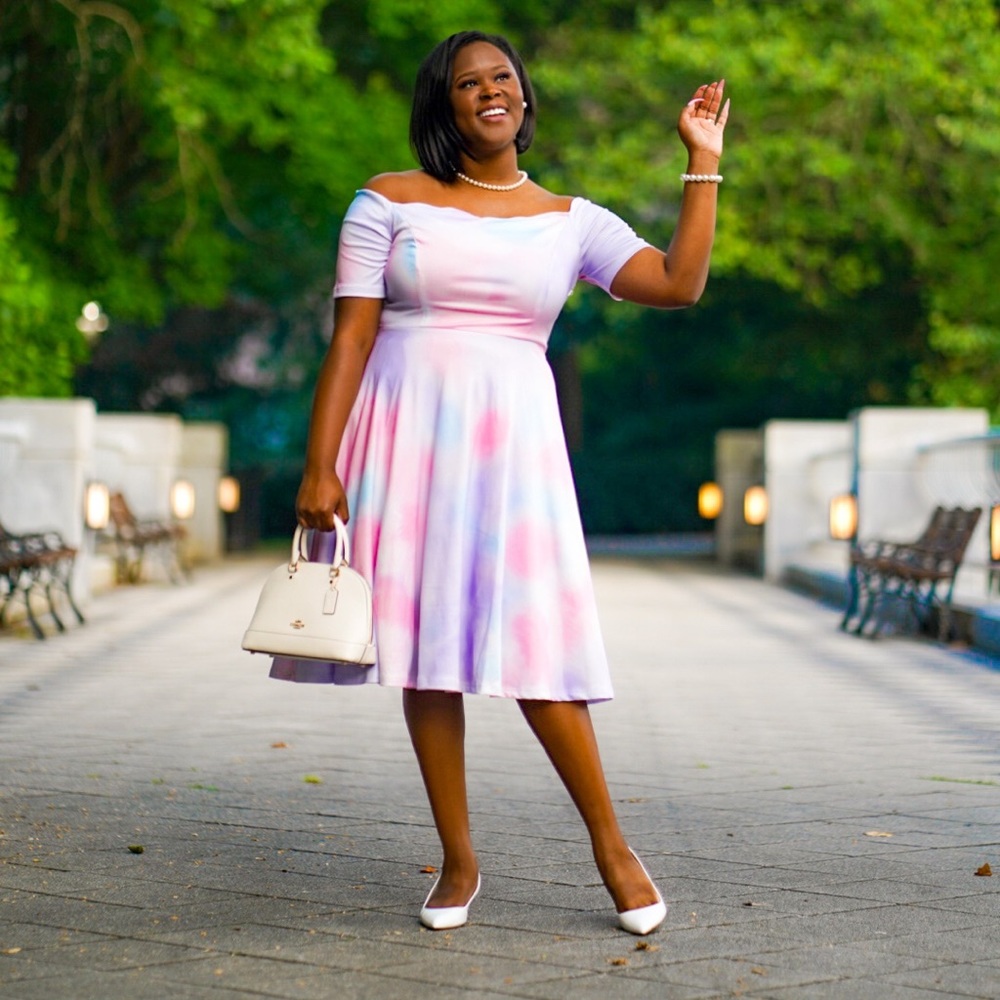 Off The Shoulder Tie-Dye Swing Dress
